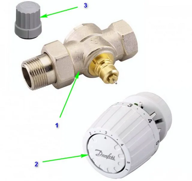 Основные узлы терморегулятора для радиатора отопления