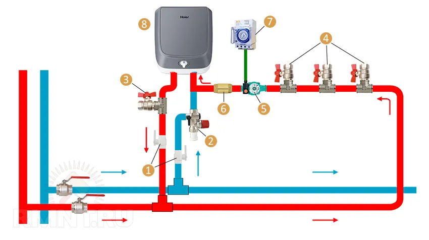 Обвязка накопительного водонагревателя с циркуляцией