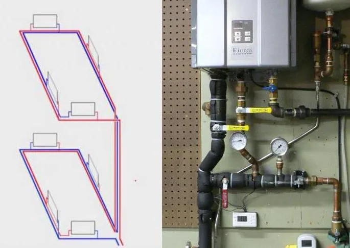 Двухтрубная система отопления, разные схемы схема Тихельмана